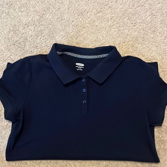 Old Navy Stain Resistant Size XL 14 Girls Navy Polo Shirt In Good Condition - Picture 2 of 4